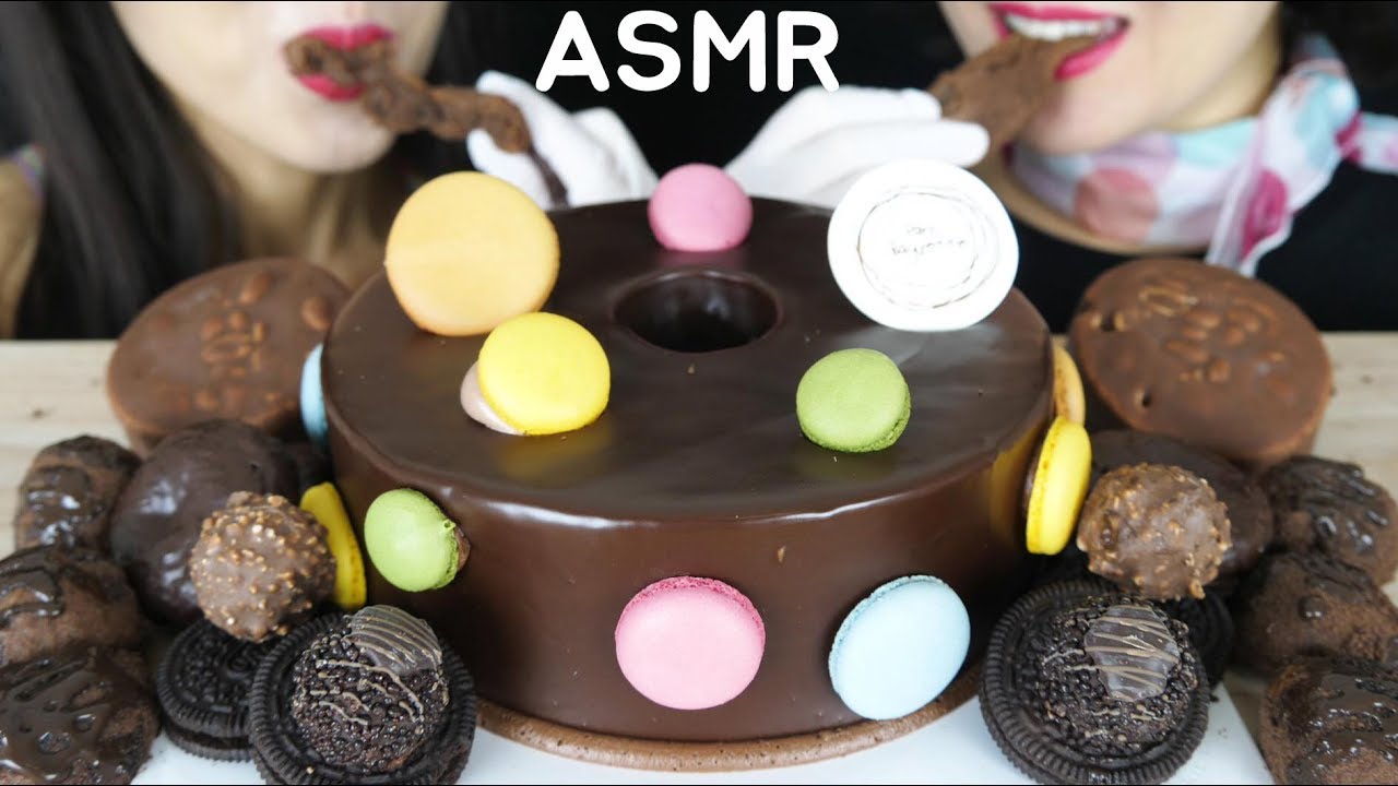 ASMR CHOCOLATE ICE CREAM, CAKE, OREO, CHOCOLATE MOCHI MUKBANG 파리바게트 마카롱 초콜릿케이크, 초코모찌, 페레로로쉐 리얼사운드 먹방