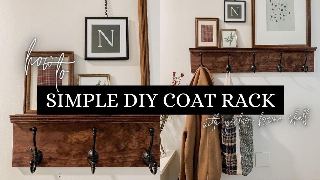 HOW TO: SIMPLE DIY COAT RACK WITH PICTURE FRAME LEDGE
