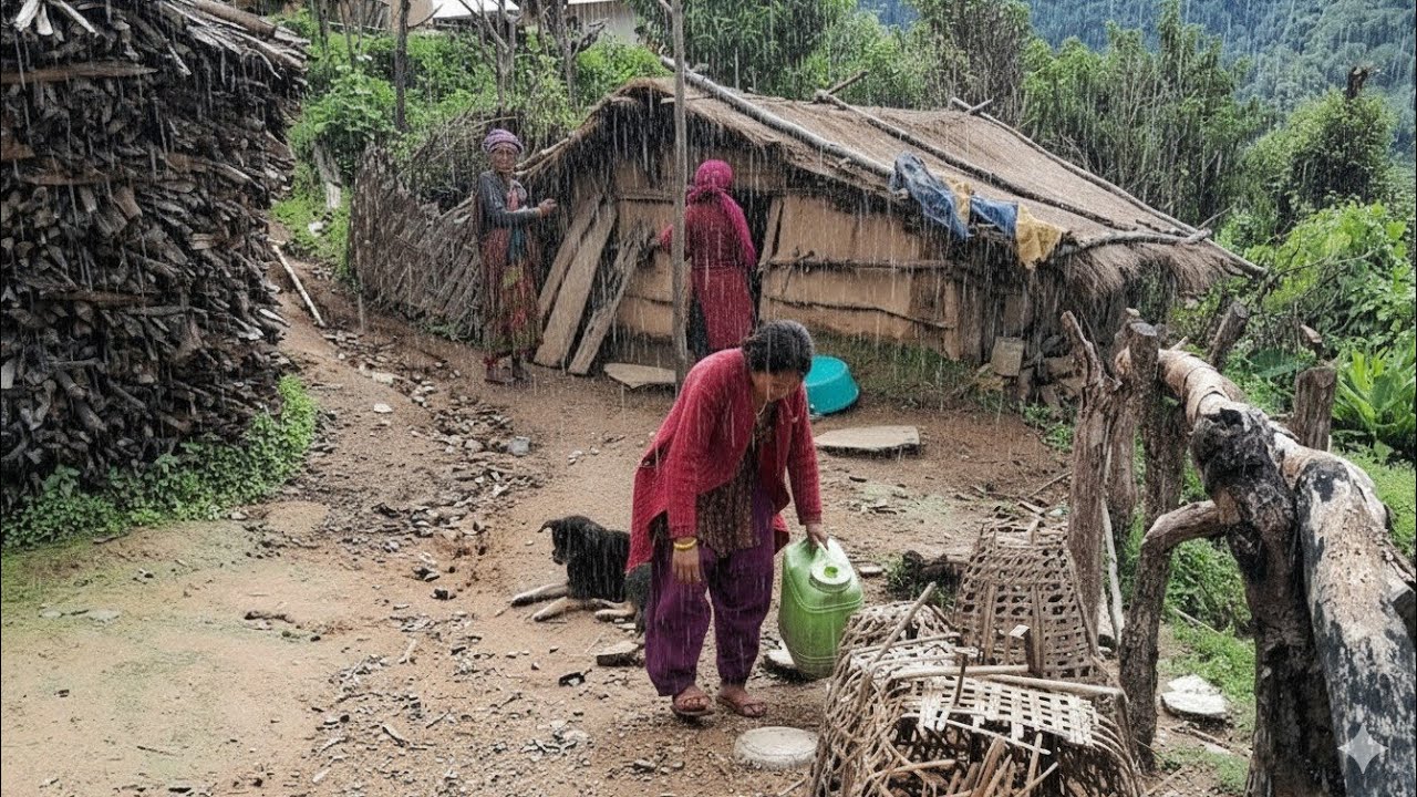 Real Nepali Mountain Village Life During the Rain | Most peaceful And Relaxing Village Life I|