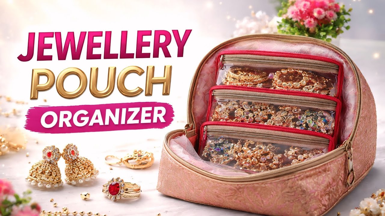 ज्वेलरी Pouch बनाना हुआ आसान../ at Home 💯//Rivna Bag #jewelleryboxes #youtubevideo