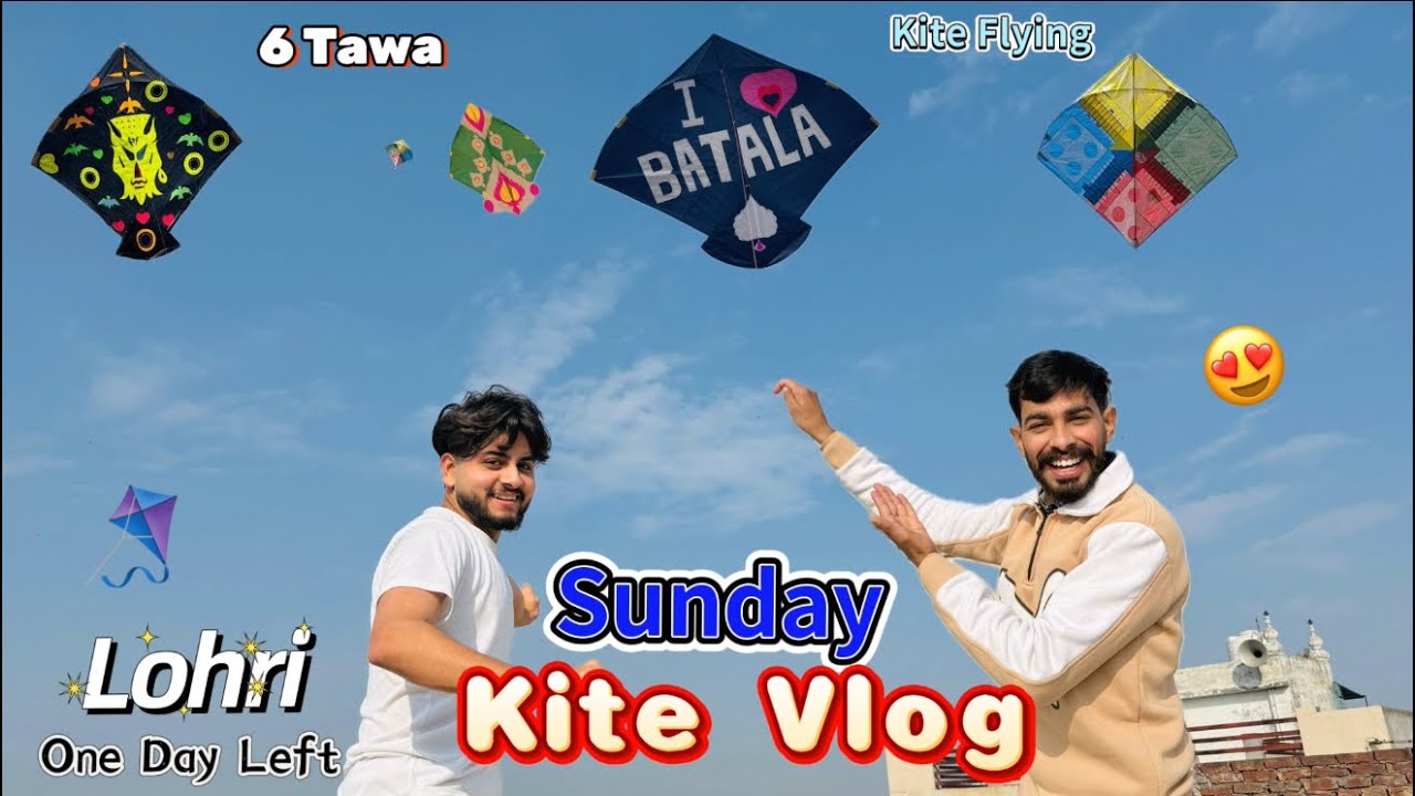 Kite Vlog ! Sunday kite vlog ! Kites fly ! Lohri ! Kite flying ! 6 Tawa kites ! Batala promotion