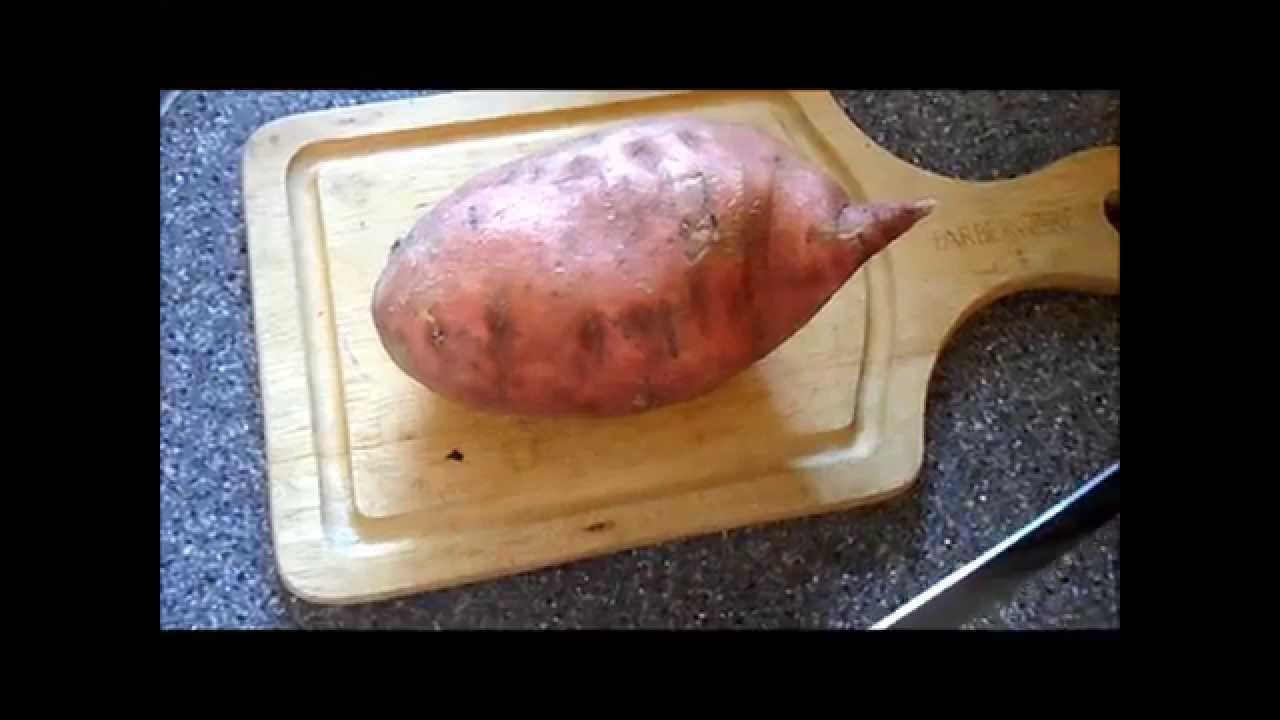 How to cut a raw sweet potato, quick and cheap