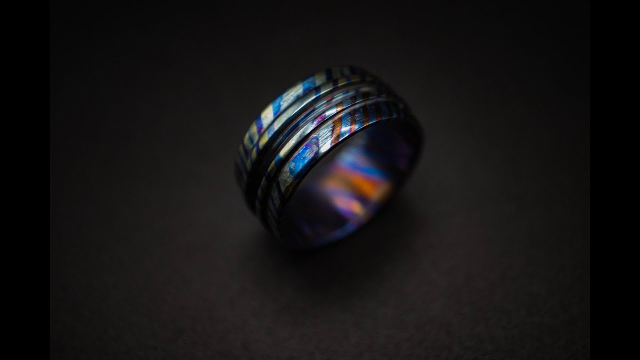 Titanium Damascus ring making