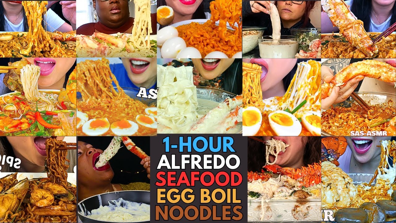 🤤🔥🍤 ASMR 1-HOUR Creamy Alfredo, Seafood Boil, Egg & Noodles Mukbang | MUKBANG COMPILATION 🍤🔥🤤
