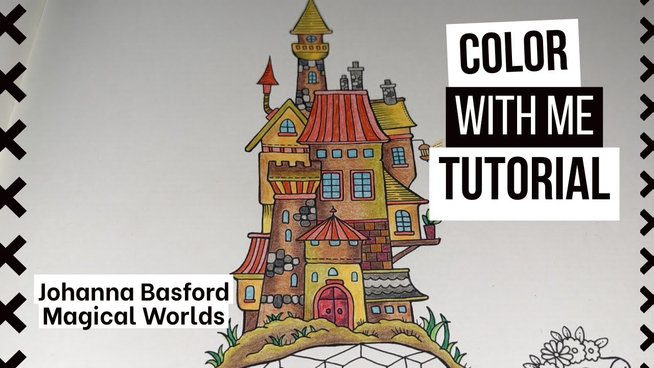 Turtle House 🏠 Part 1 Coloring Tutorial Johanna Basford Magical Worlds Color With Me Castle Arts 