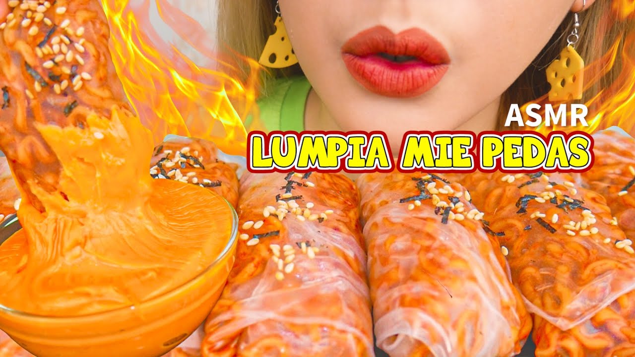 ASMR MIE PEDAS KOREA GULUNG LUMPIA BENING COCOL SAUS KEJU😋🧀 | ASMR Indonesia