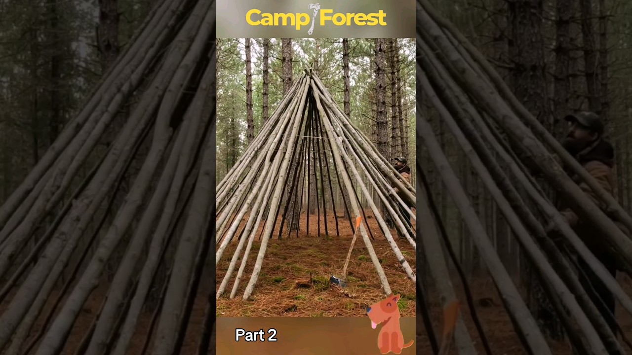 Watch as he builds an incredible Teepee Tent Part 2