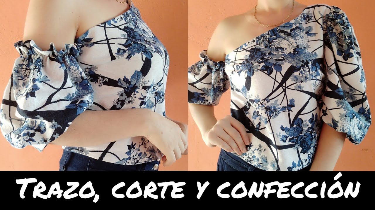 Cómo hacer una blusa con escote asimétrico paso a paso #23🧡