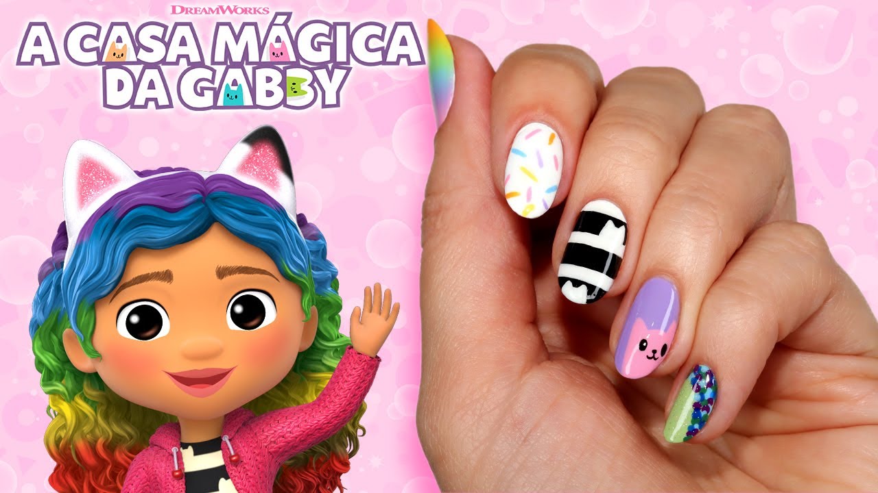 Faça unhas miauravilhosas inspiradas na Gabby | Tutorial de unhas decoradas | A CASA MÁGICA DA GABBY