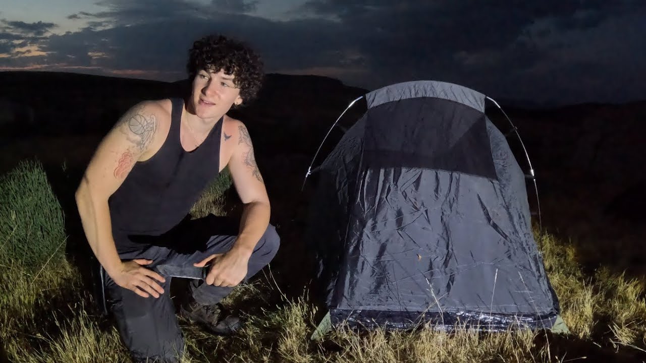 SOLO CAMPING, SUPERVIVENCIA en la Montaña & ACAMPADA en Naturaleza-45km a 40°c