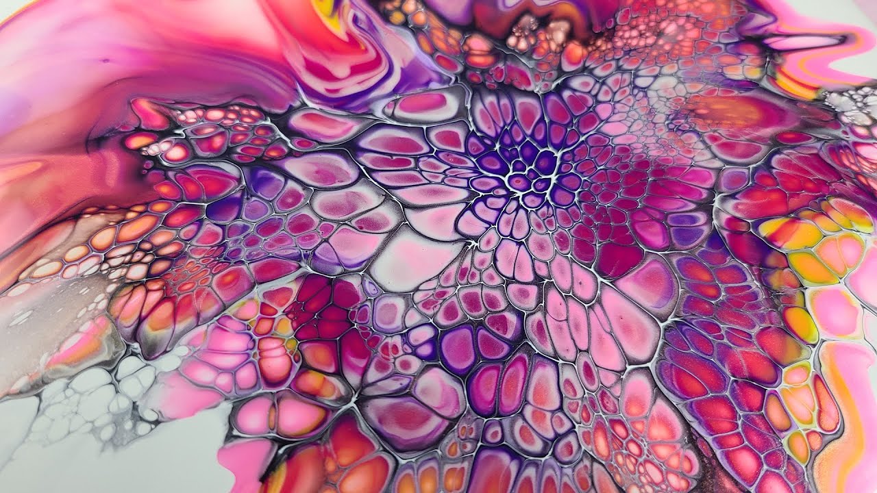 64. Just WOW! Pink, Purple, Yellow, Orange!! SheleeArt Bloom Technique - Acrylic Pouring - Fluid Art