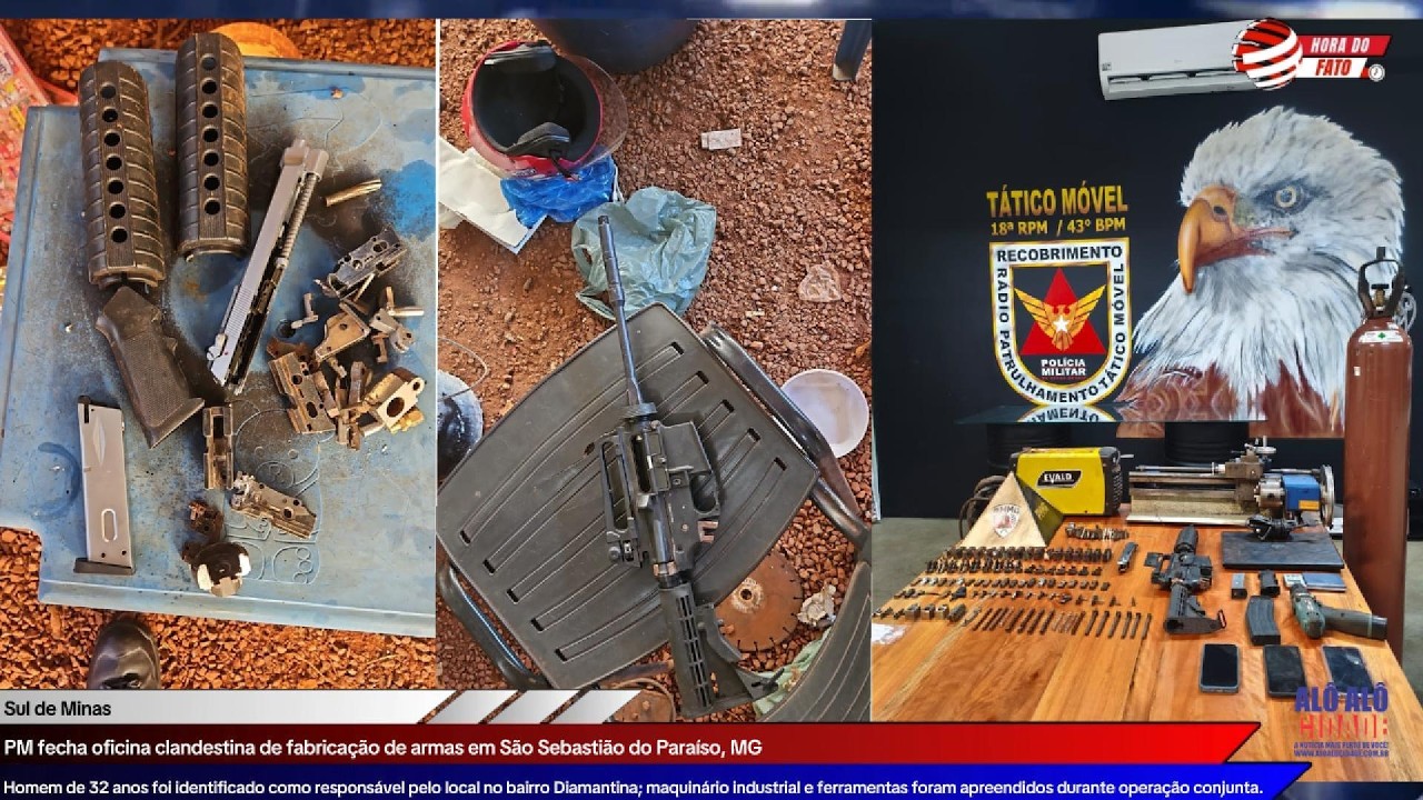 PM fecha oficina clandestina de fabricação de armas em São Sebastião do Paraíso, MG