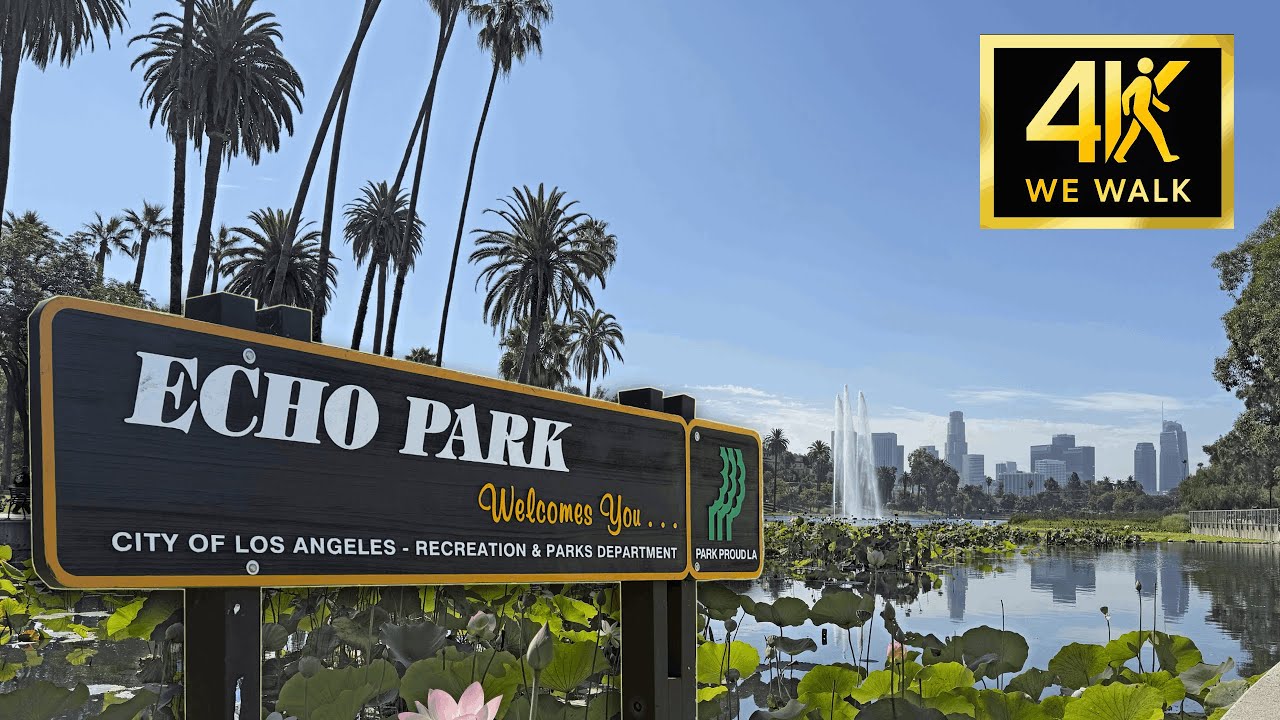 Walking Echo Park Lake Los Angeles ASMR 4k