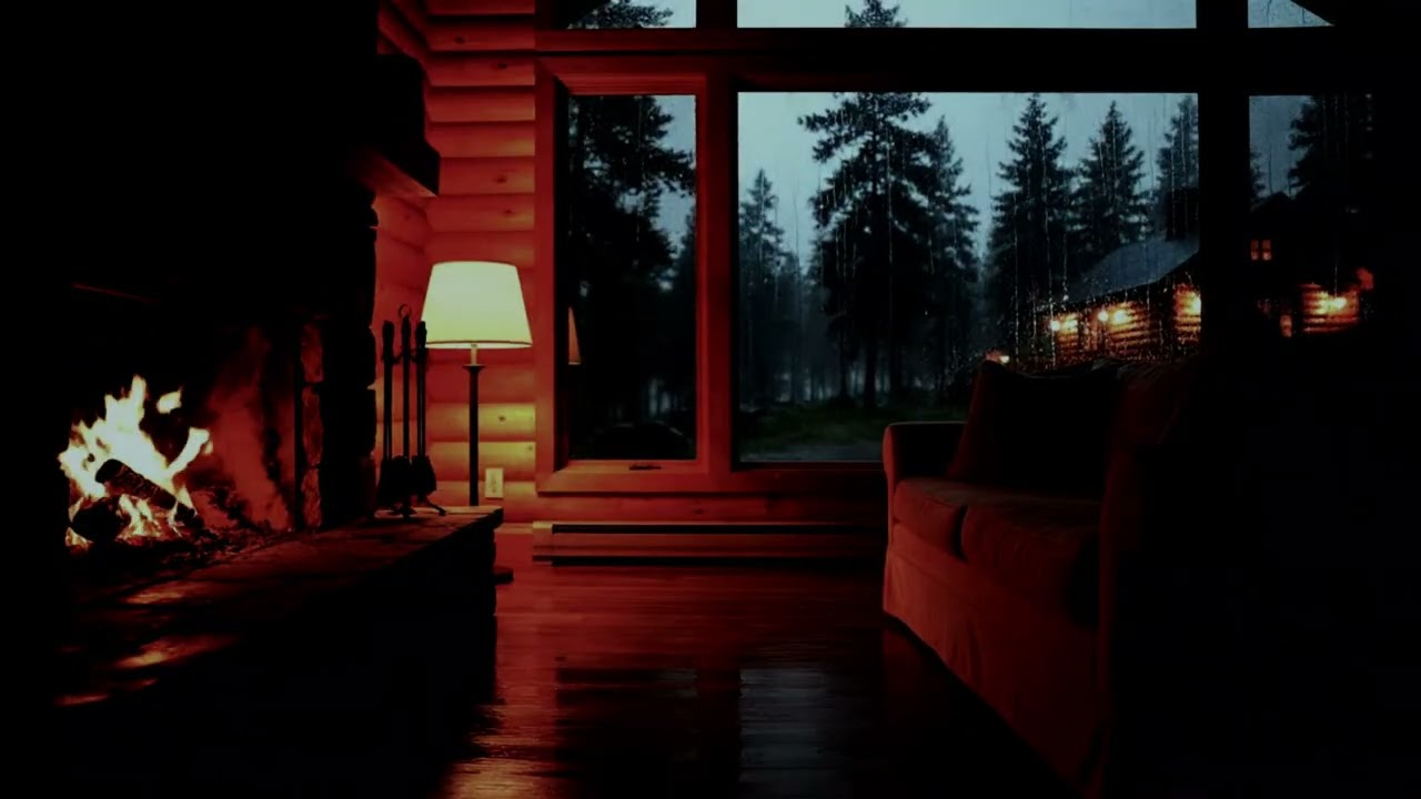 Cozy Rain, Fireplace & Soft Music ASMR ☕🔥 | Deep Relaxation & Sleep Ambience