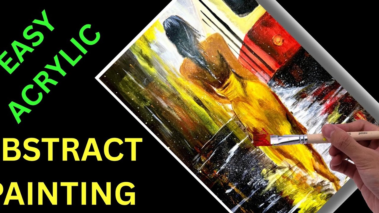 Easy way to abstract painting🎨🖌 | girl walking in the rain | step by step