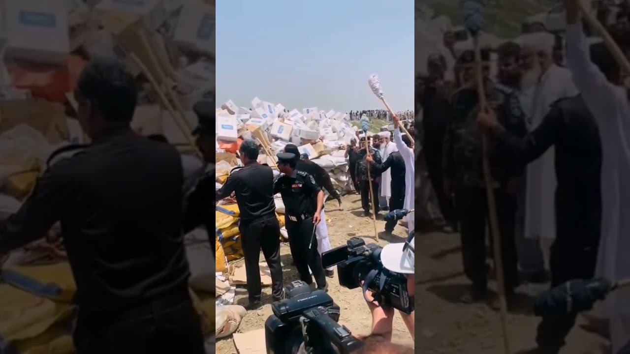 Cigarettes smuggled from Iran are being burned by Pakistan Customs