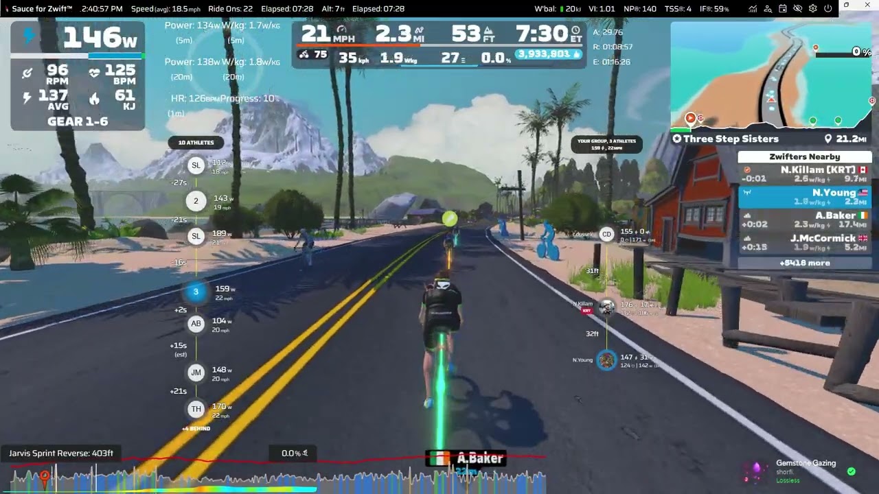 Virtual: Zwift - Three Step Sisters in Watopia - 25.73 miles