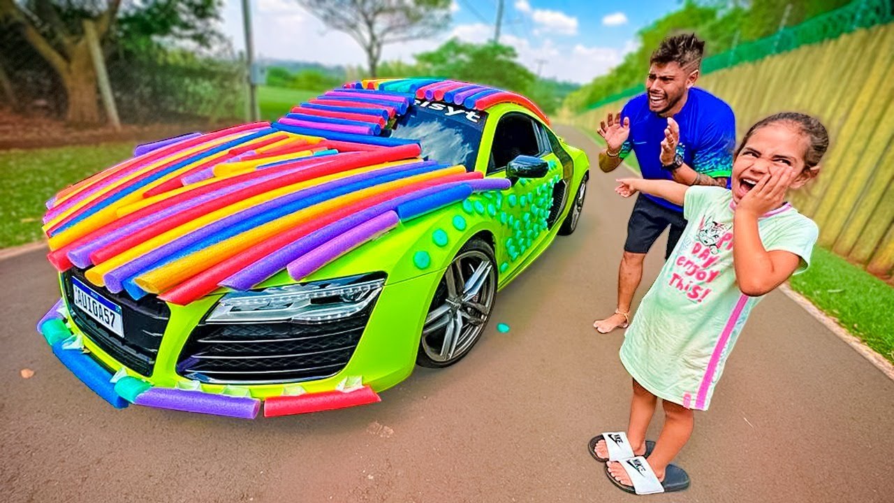 TROLEI — COBRI O CARRO DO PAPAI COM MACARRÃO DE PISCINA 🤣🤣
