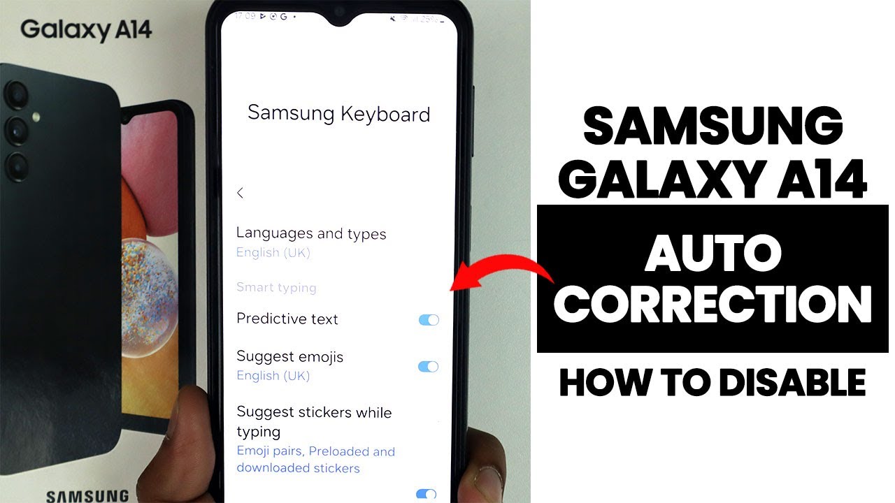 Samsung A14 : Disable Auto Correction - Keyboard Settings