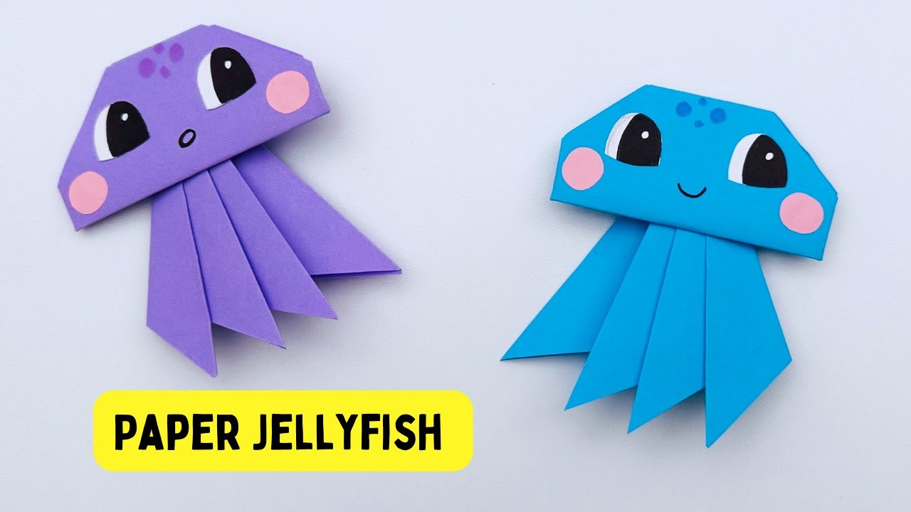 How To Make Easy Origami Paper Jellyfish For Kids / Paper Craft / Paper Craft Easy / KIDS crafts