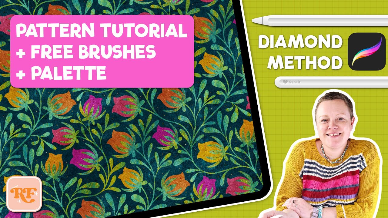 Design a Bright & Bold Floral Repeat in Procreate | + Free Gold Texture