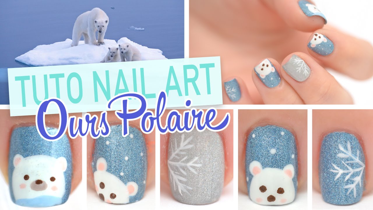 Nail art d'hiver facile ♡ Ours Polaire