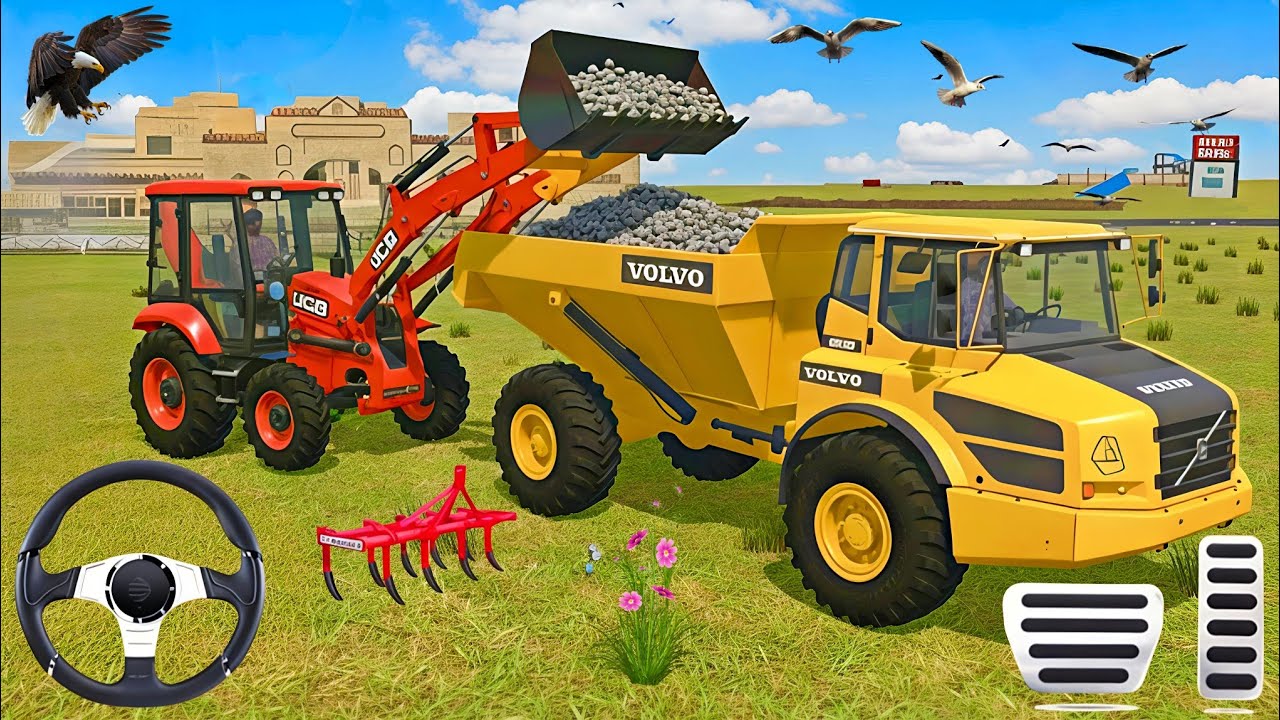 🔴Drive JCB and Uploading 🪨🏗Stone From Dumper🌋 Truck in Game #truck​ #jcb​ #tractor​ #dumper​ #games​