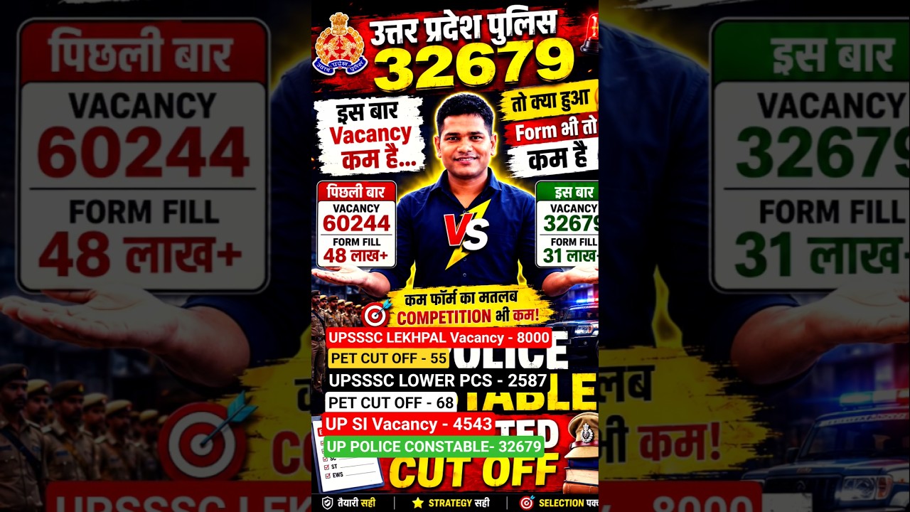 UP POLICE CONSTABLE Vacancy कम है CUT OFF कितनी जायेगी? || UP Police cut off #shorts #uppolice #upp