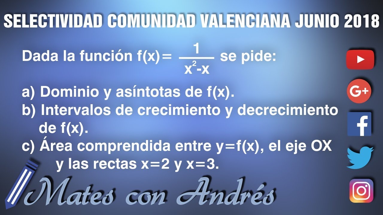 Examen selectividad Comunidad Valenciana Junio 2018 Matemáticas II Opción A3 Análisis