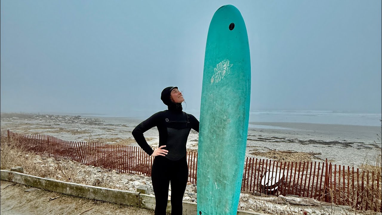 Epic foggy surf session at Higgins Beach, Scarborough Maine