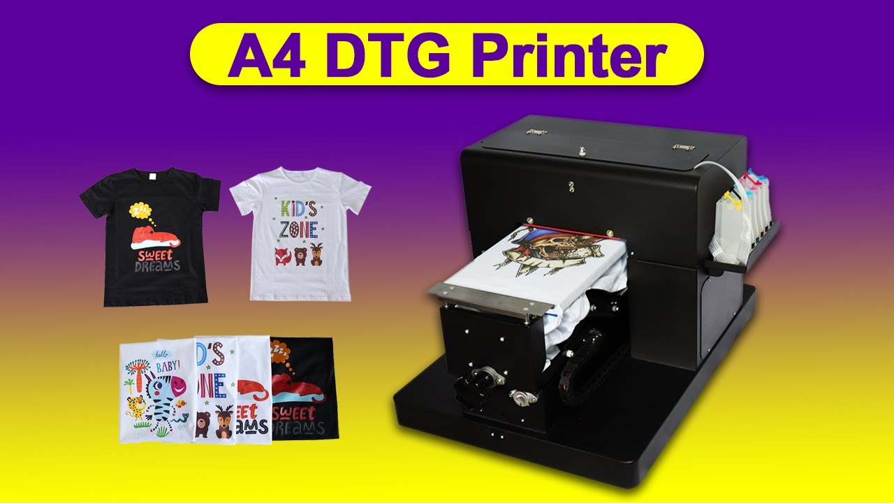 Colorsun  A4 Flatbed Printer DTG T-Shirt Printer Color for T Shirt  Printing Machine