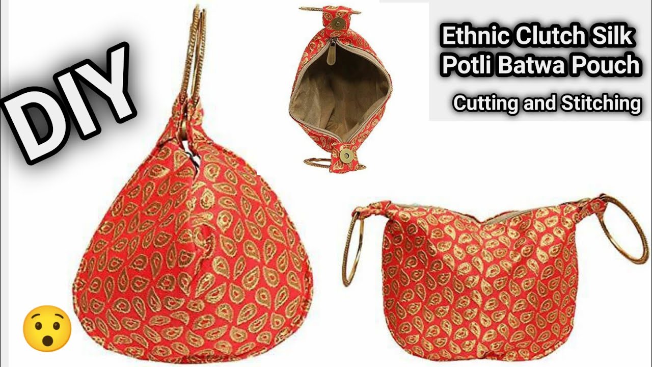 DIY Silk Potli bag making at home - Bag cutting and stitching shopping bag making by Sonu Trends