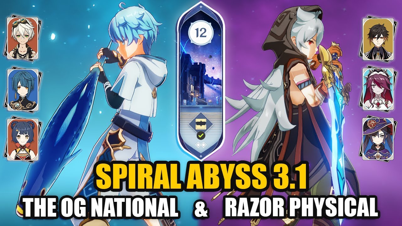 Razor Physical DPS & Chongyun OG National | Spiral Abyss 3.1 Floor 12 9 Stars Clear | Genshin Impact