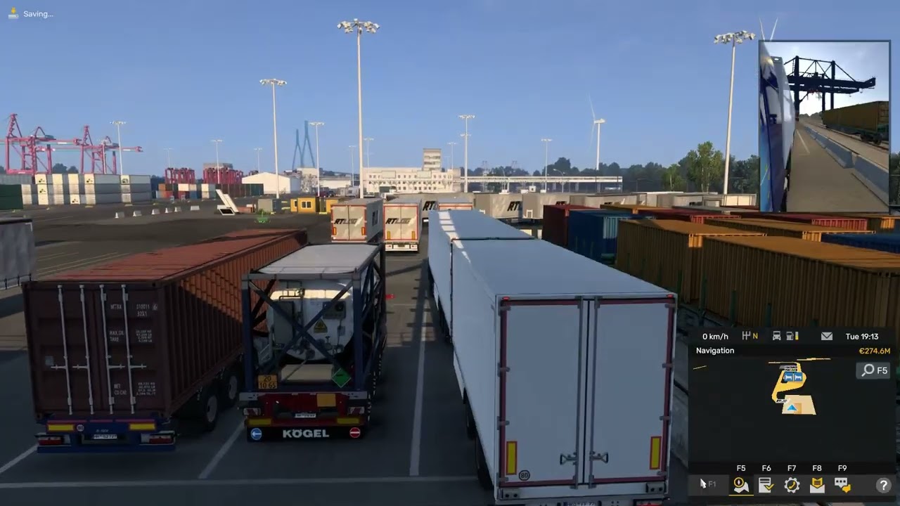 ETS2 double trailer parking #4 - tight spot in pier