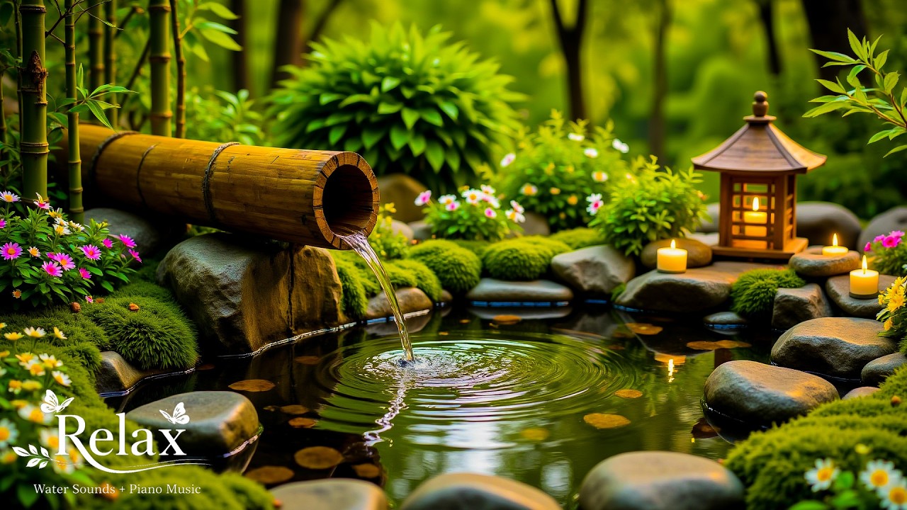 Relaxing Music + Bamboo Water Fountain 🌿 Deep Healing to Release Stress, Anxiety and Depression
