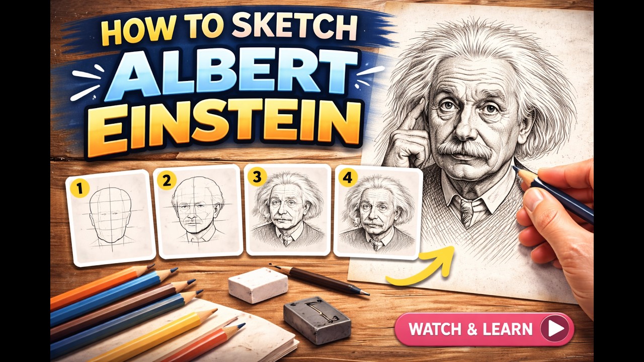 How to Draw Albert Einstein Easily | Beginner Sketch Tutorial