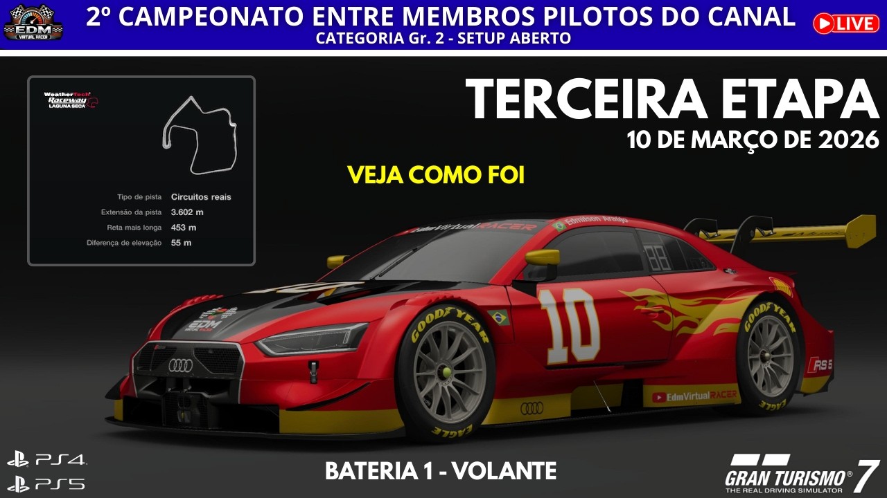 3ª Etapa | Bateria 1 do 2º Campeonato Entre Membros Piloto - Laguna Seca #gt7 #games #ps5 #ps4