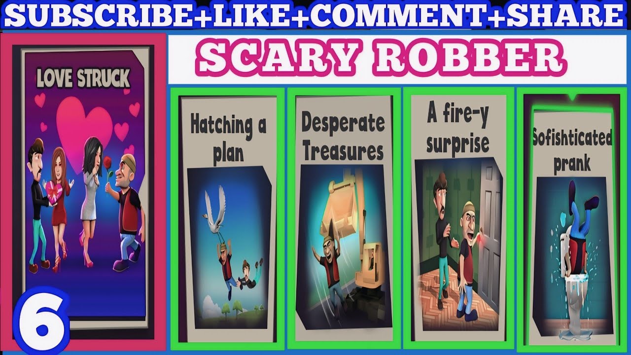 Scary Robber Home Clash -LOVE STRUCK Gameplay Walkthrough Part 6- Tutorial and Levels 5-8 iOS #part6