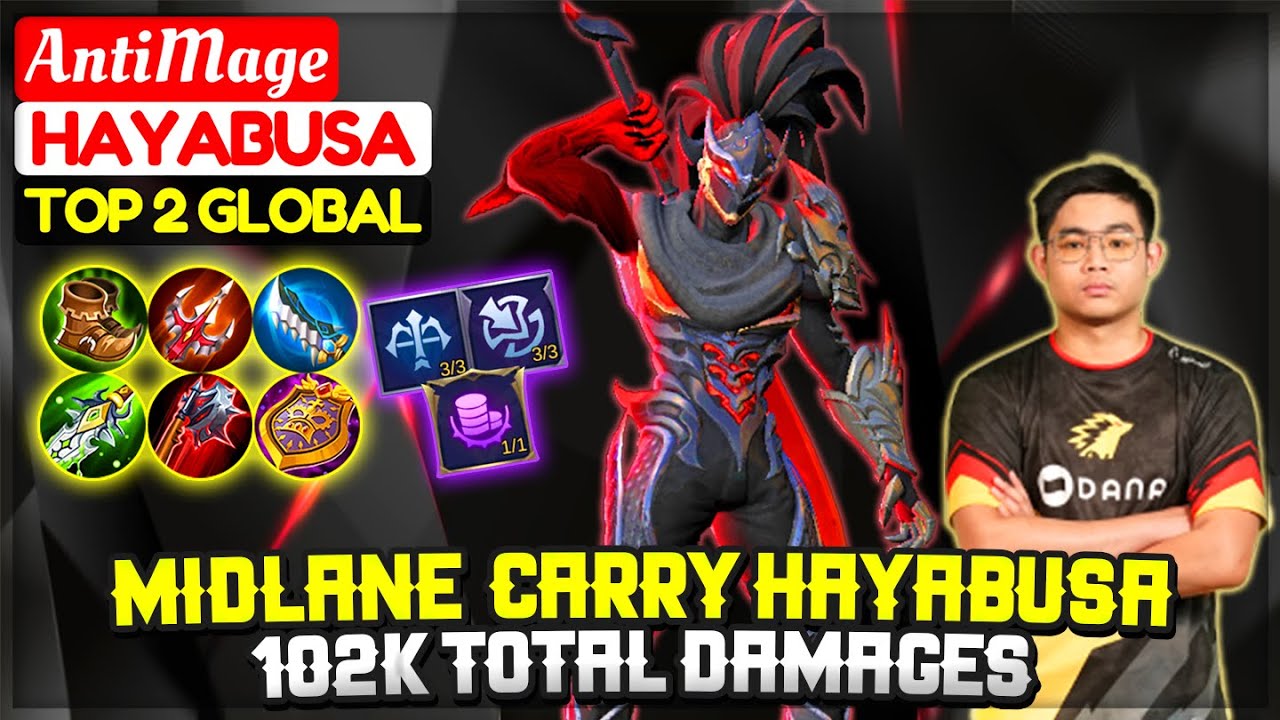 Midlane Hayabusa, 102K Total Damages [ Top 2 Global Hayabusa ] Onic AntiMage - Mobile Legends