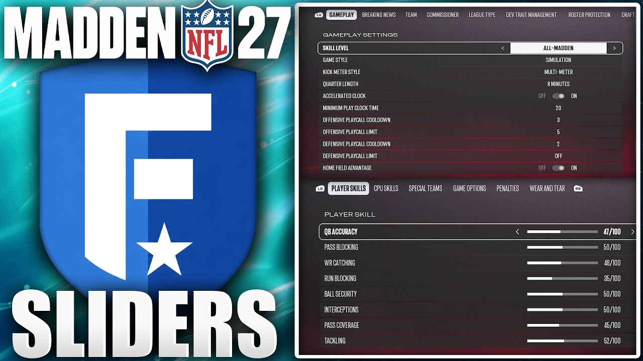 Лучшие настройки сложности All-Madden и ползунки игрового процесса для франшизы в Madden 27