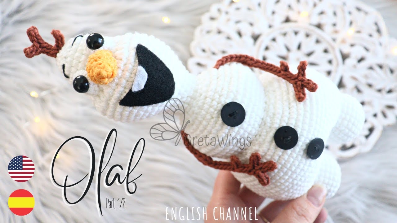How to make Olaf Snowman from Frozen Part 1/2 CROCHET AMIGURUMI Sub 🇺🇸🇪🇸/ GretaWings