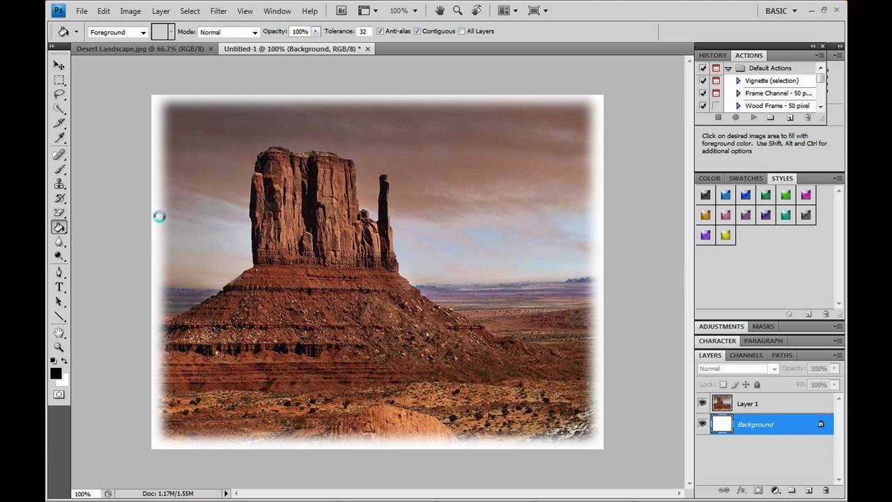 How to feather an image in Photoshop CS4/CS3