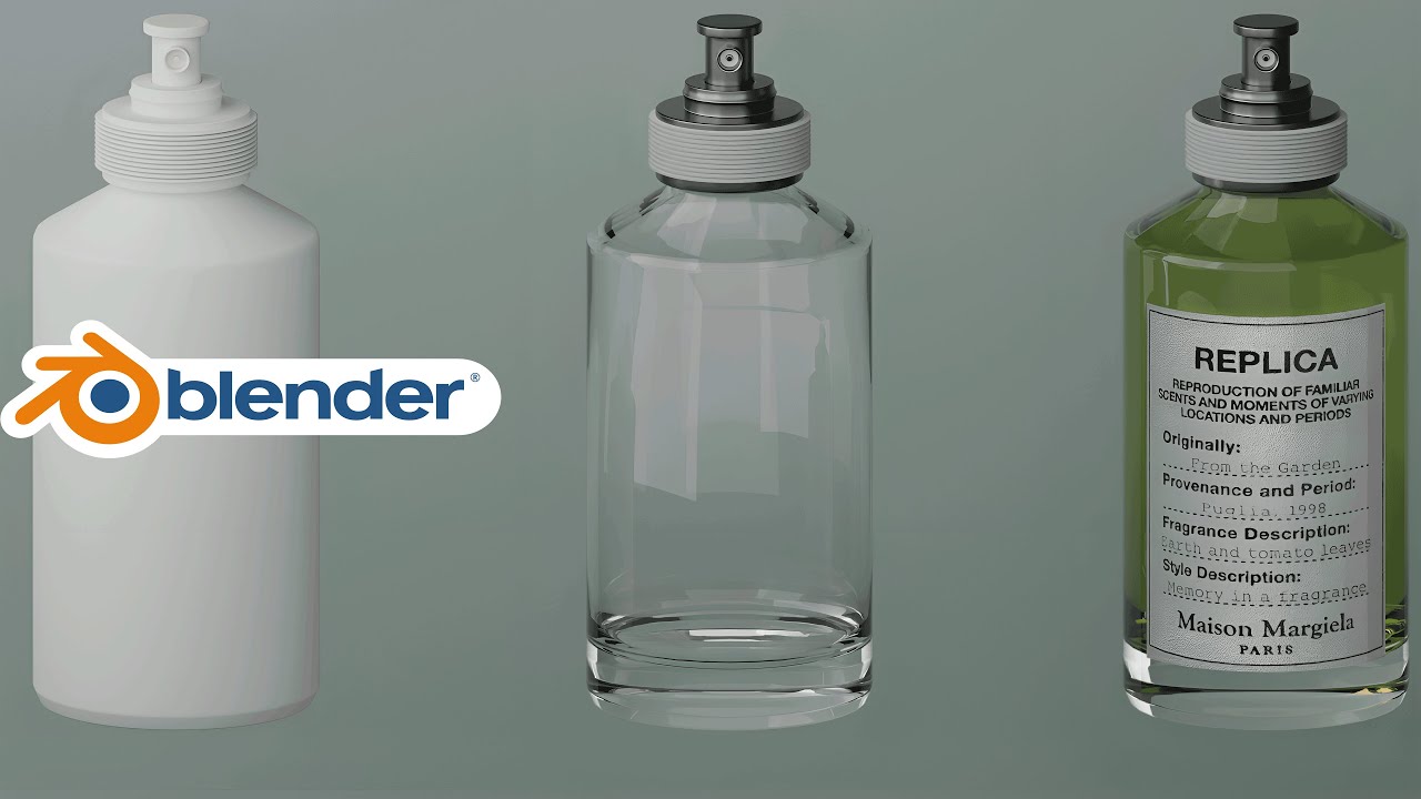 Replica perfume bottle in blender