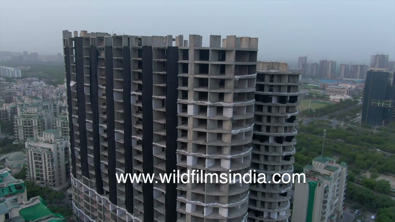 Supertech's twin towers demolition fixed for August: Ghost buildings near Delhi: Aerial view