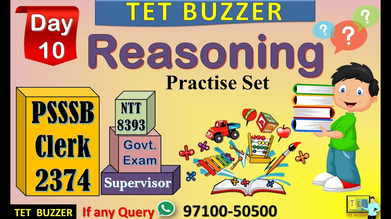 Reasoning Practice Set-10| PSSSB Clerk 2374| NTT 8393| Supervisor| Govt Job| Anmol Arora| TET BUZZER