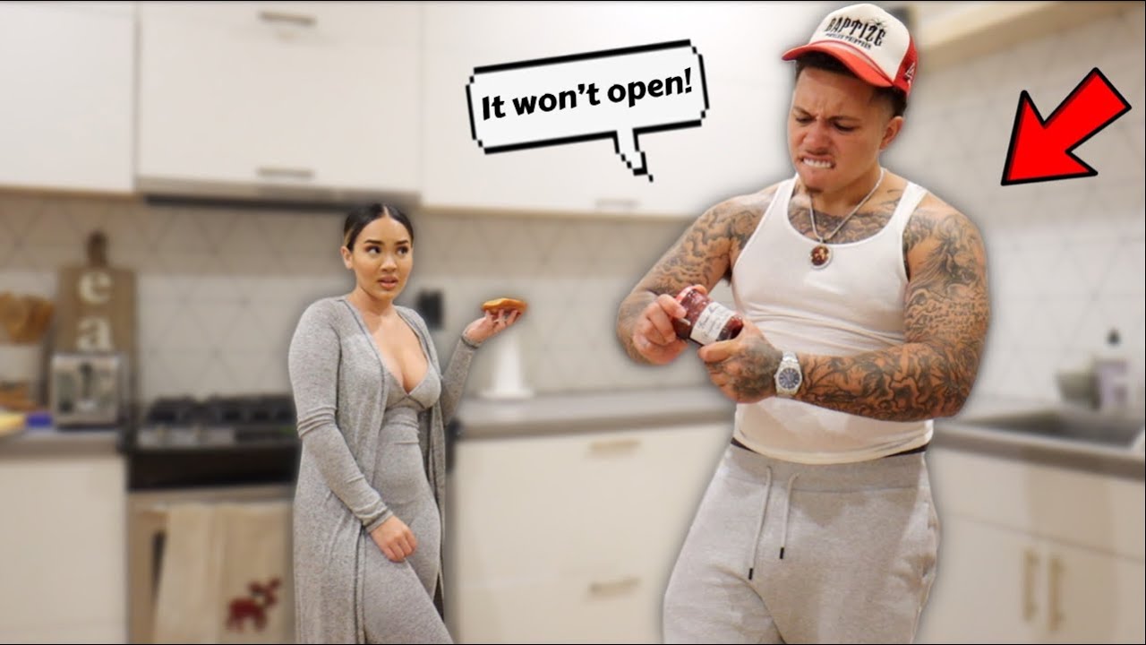 SUPER GLUEING A Jar Lid & Asking My Boyfriend To Open It! ** PRANK! **