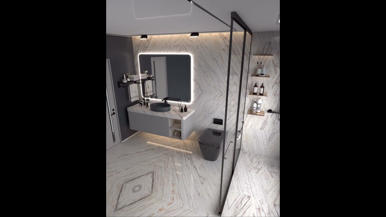 Italian Calacatta Gold Marble Bathroom Design