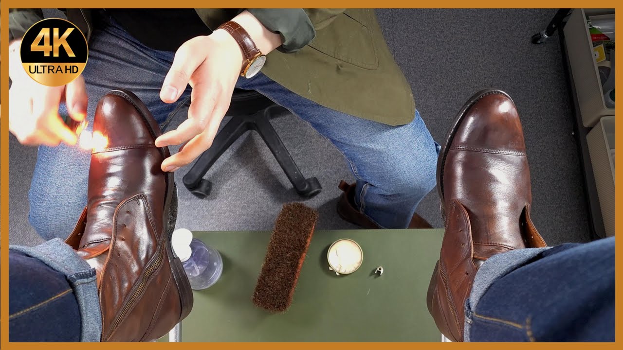 빈티지 바이크부츠 슈샤인 디테일링 ASMR!! 깔끔한 광택 복원! Nostalgic Whispers: Retro Shoe Shine ASMR Sounds