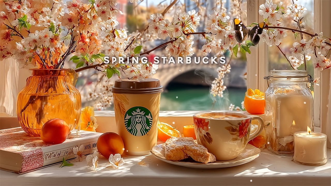 【リラックス 𝐛𝐠𝐦】桜の窓辺カフェで流れるスタバジャズ 🌸 春の朝とコーヒーのやさしいひととき - 土曜日を楽しく過ごすための、穏やかなボサノヴァのピアノ| warm spring day