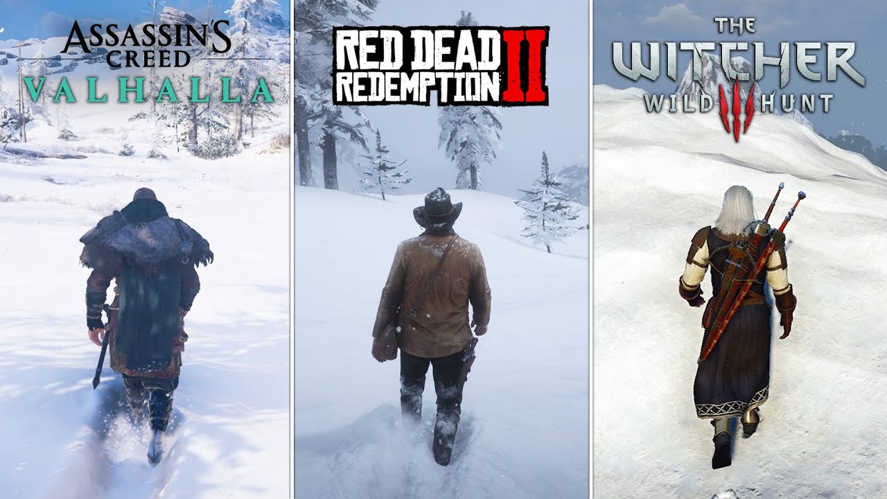 RDR2 против AC Valhalla против The Witcher 3 - Что лучше?